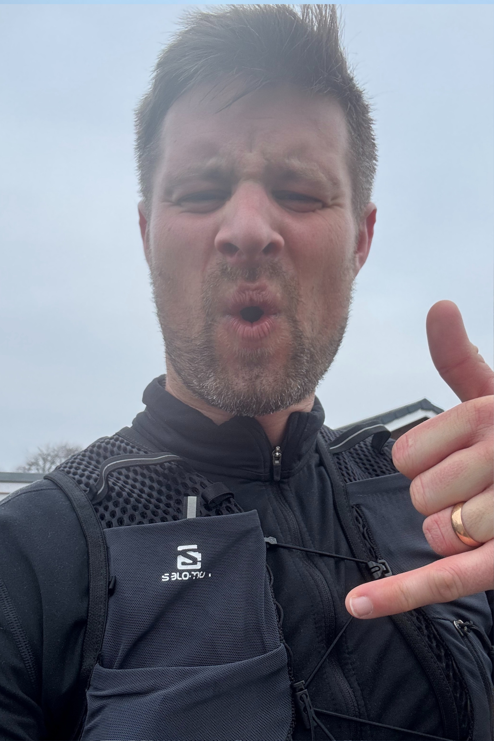 A photo of Aaron looking at the camera happy with his running time