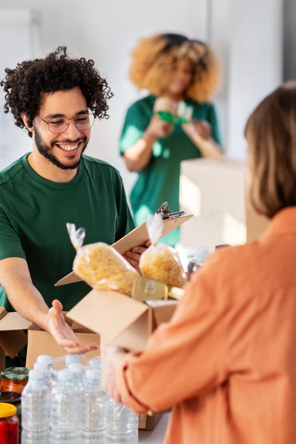 Donating food at Christmas