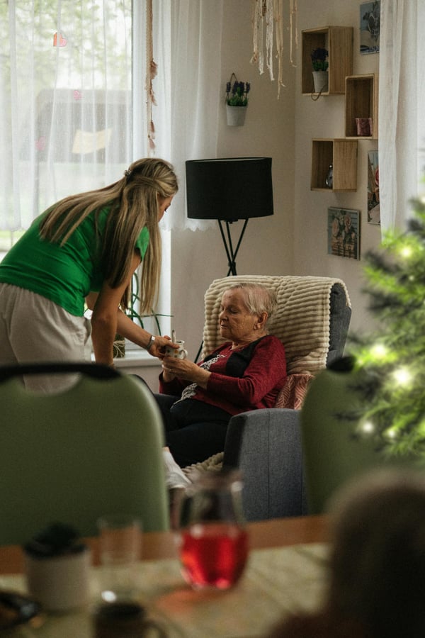 Visiting and volunteering at a nursing home at Christmas