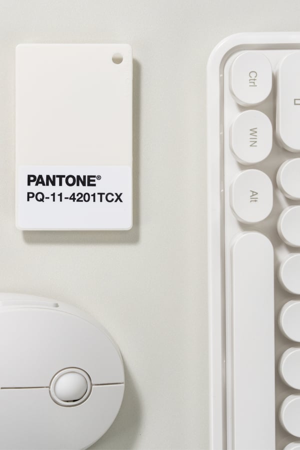 Pantone's Colour of the Year 2026 Cloud Dancer office merch.