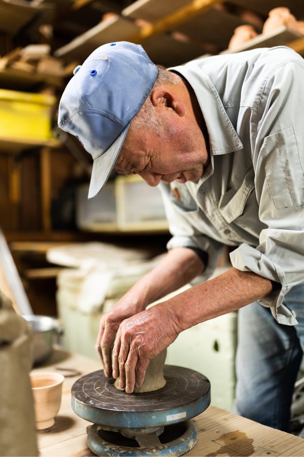 A Japanese pottery craftsman at work.