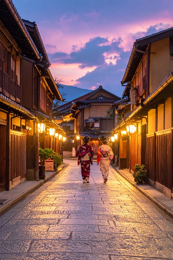Kyoto at night, Japan.