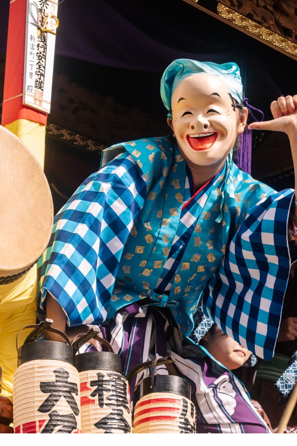 Japanese festival happy mask. 