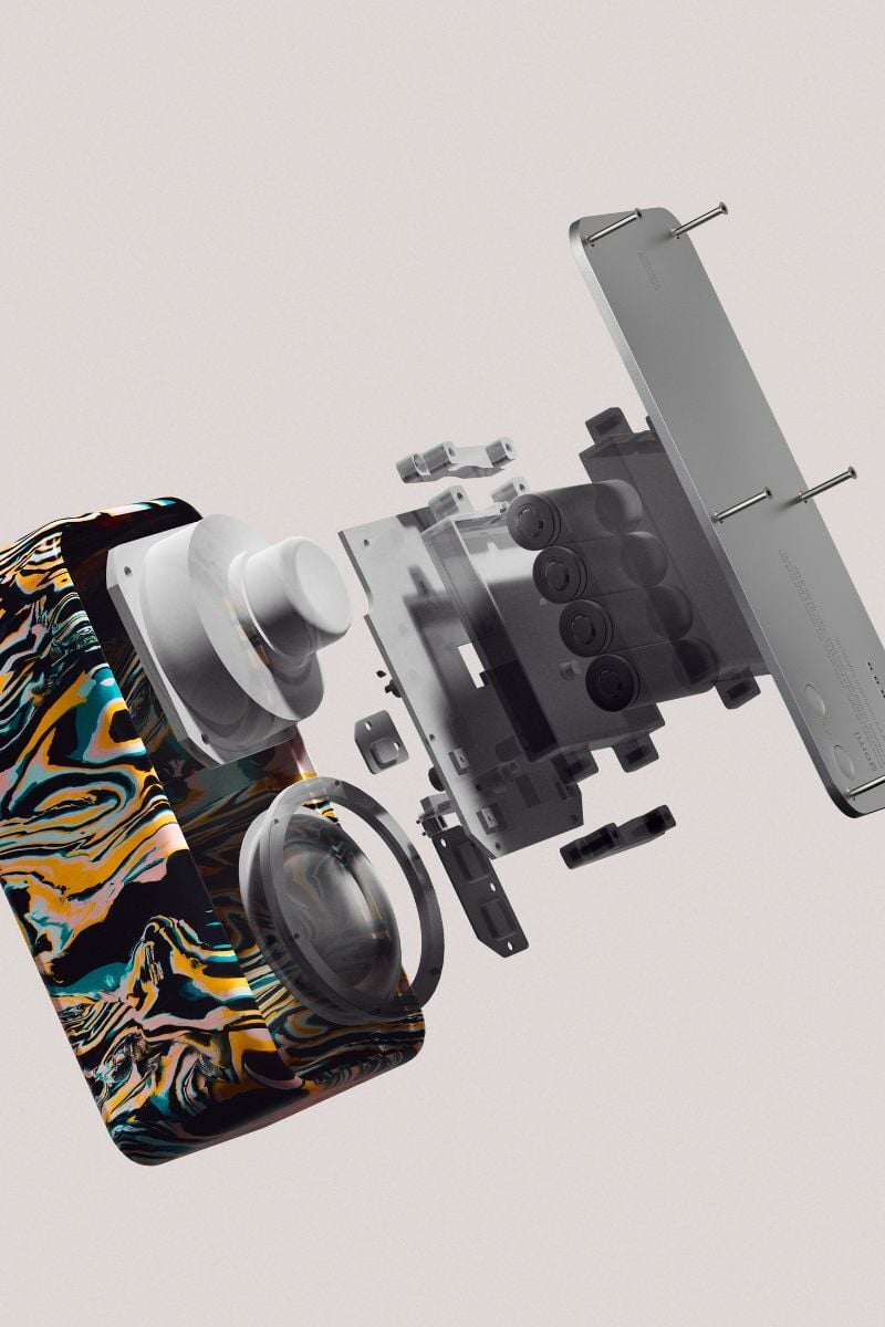 A Gomi speaker being taken apart.