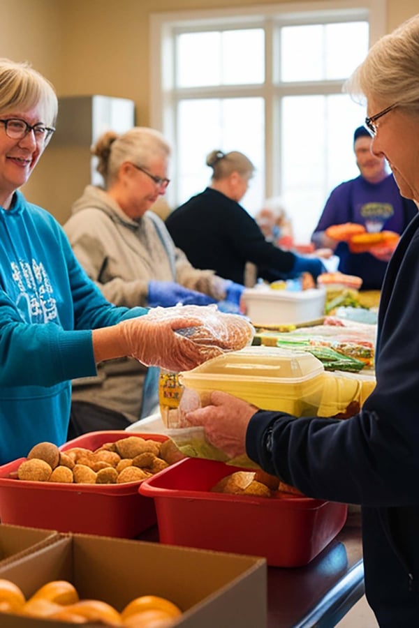 Women working in a food bank.