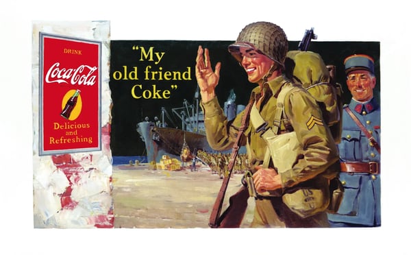 An old WWII poster featuring Coca Cola