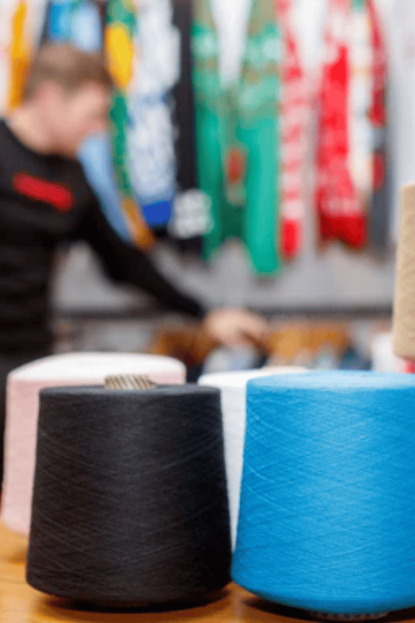 A collection of colourful thread at the Notjust factory. 