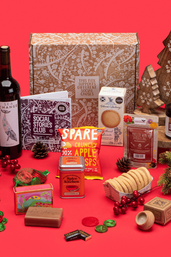 Social Stories Club promotional merchandise Christmas gifts branded box