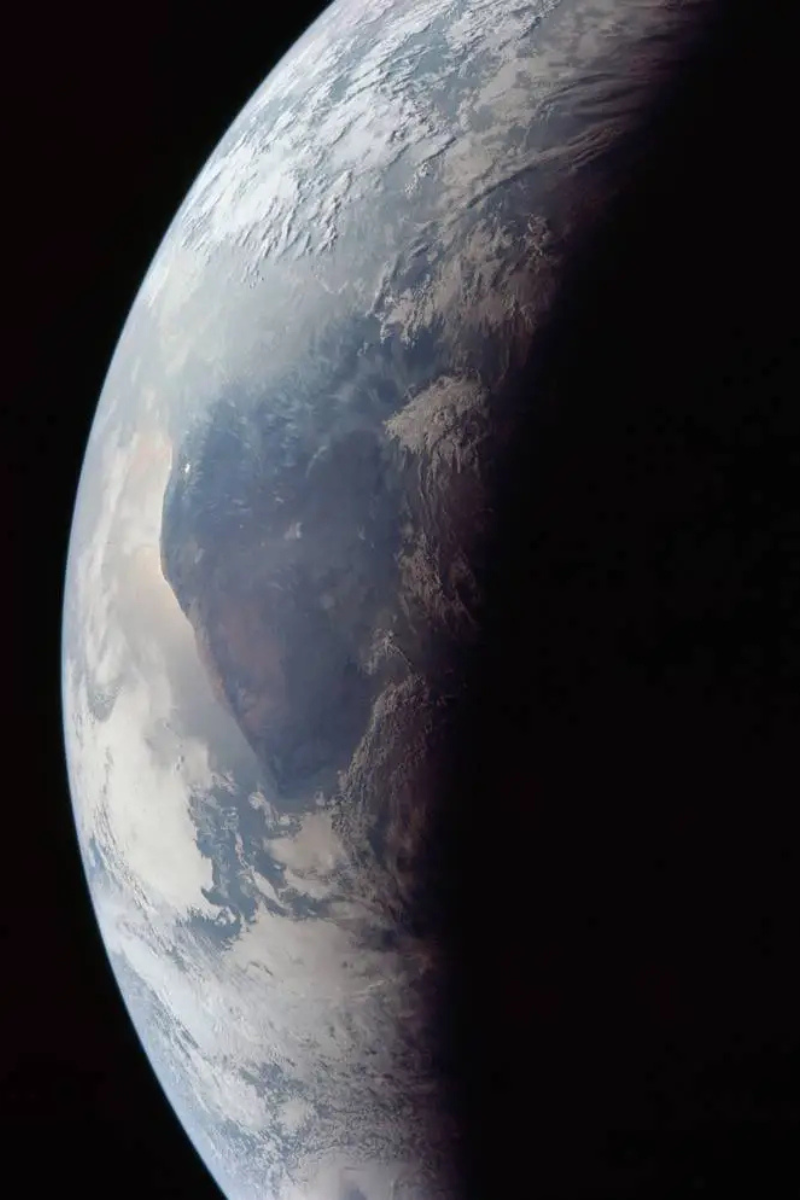 A picture of the earth taken by the Apollo 11 crew.