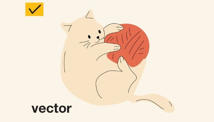 An illustration of a cat showing what vector images look like