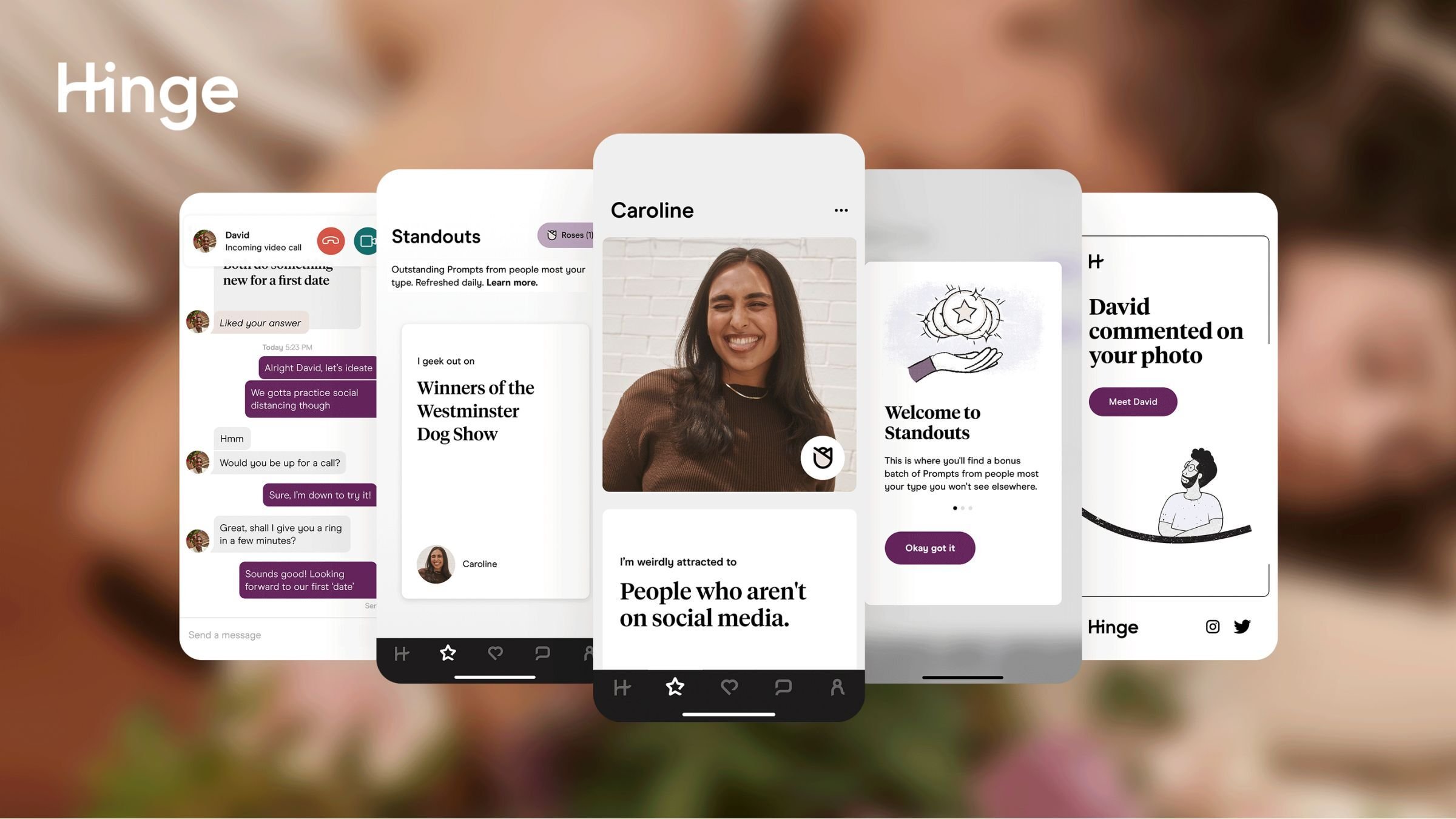 What the Hinge app looks like on your phone.