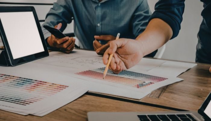 A graphic designer at work.