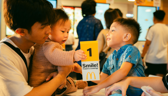 A family getting a meal at McDonald's
