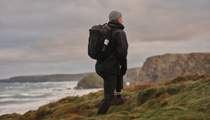 A man walking on the hills
