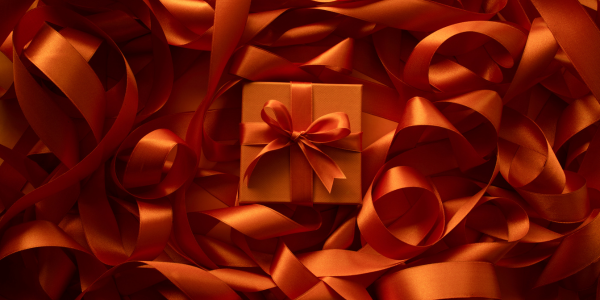 orange gift and ribbon