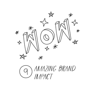 A black and white illustration of the word, 'WOW' with stars surrounding it