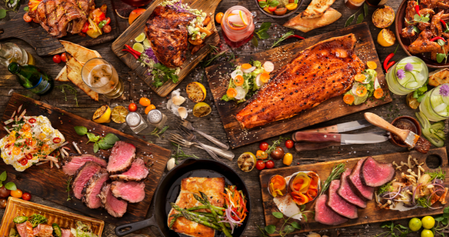 A delicious array of tantalising BBQ foods.