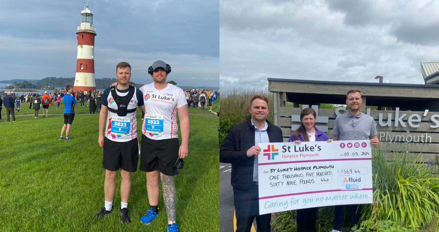 Ben Trim and Bradley Fredericks from Fluid Branding take part in a half marathon to raise money for St. Luke’s Hospice Plymouth