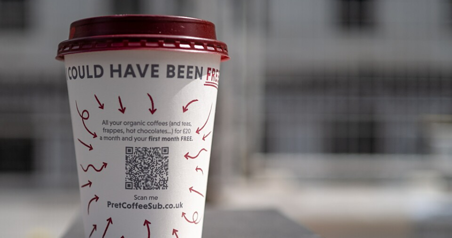 qr code on a coffee cup, qr code business card