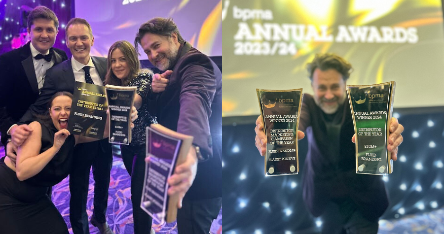 Fluid Branding wins Distributor of the Year (£10m+) and Marketing Campaign of the Year 2024 at the BPMA awards