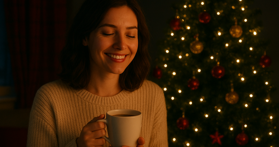 A lady looking very stress-free at Christmas