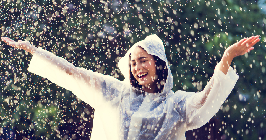 Enjoying a UK festival, even in the rain.